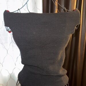 Ribbed Black Knit Off-Shoulder Top